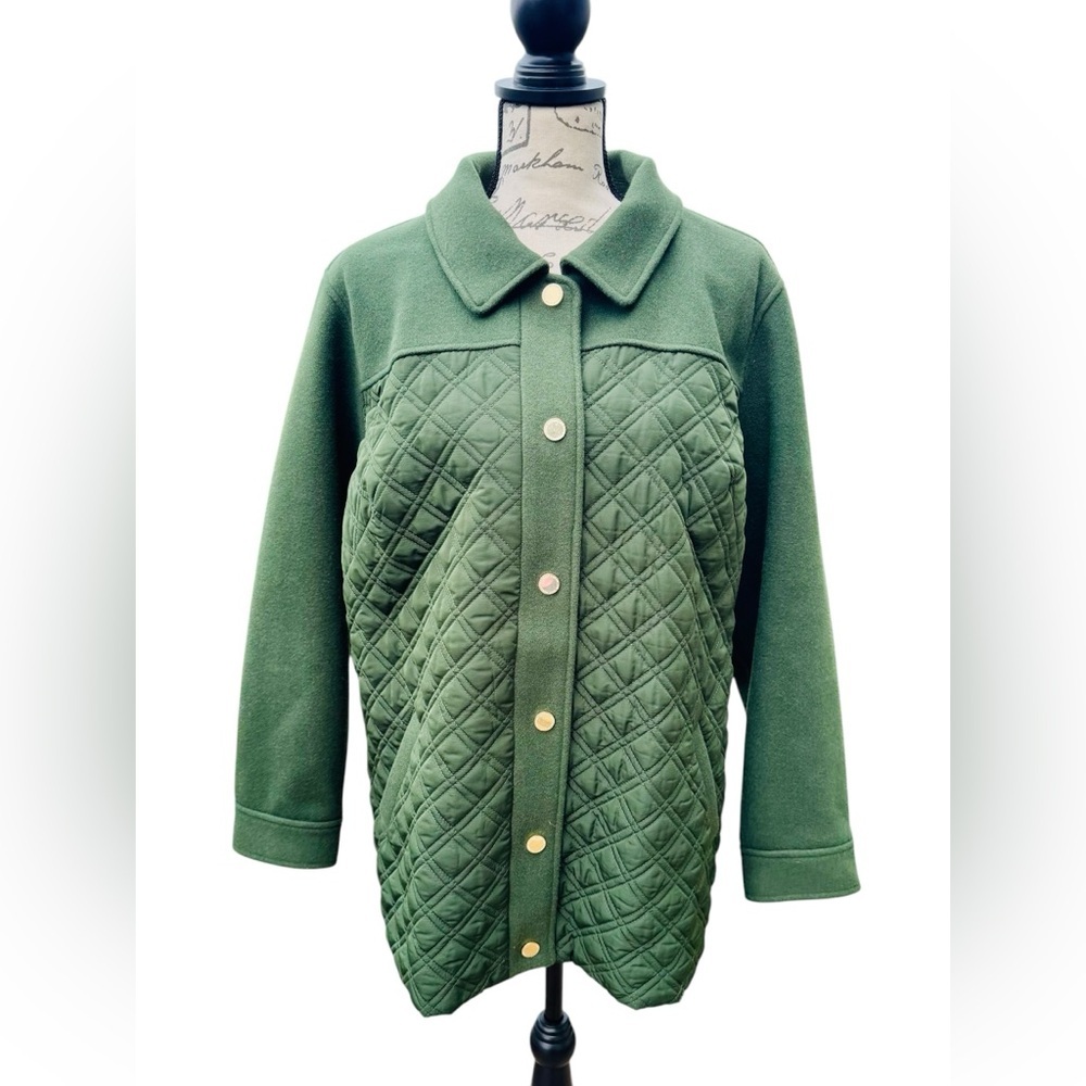 Isaac MizrahiLive Estate Green Quilted Women's Jacket Size 1X - Picture 3 of 16